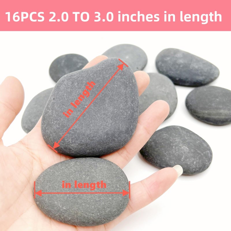 Lifetop 16PCS Painting Rocks, 2""-3"" Natural River DIY Rocks Flat & Smooth Kindness Rocks for Arts, Crafts, Decoration, Medium Rocks for Painting,Hand Picked for Painting Rocks - Image 2